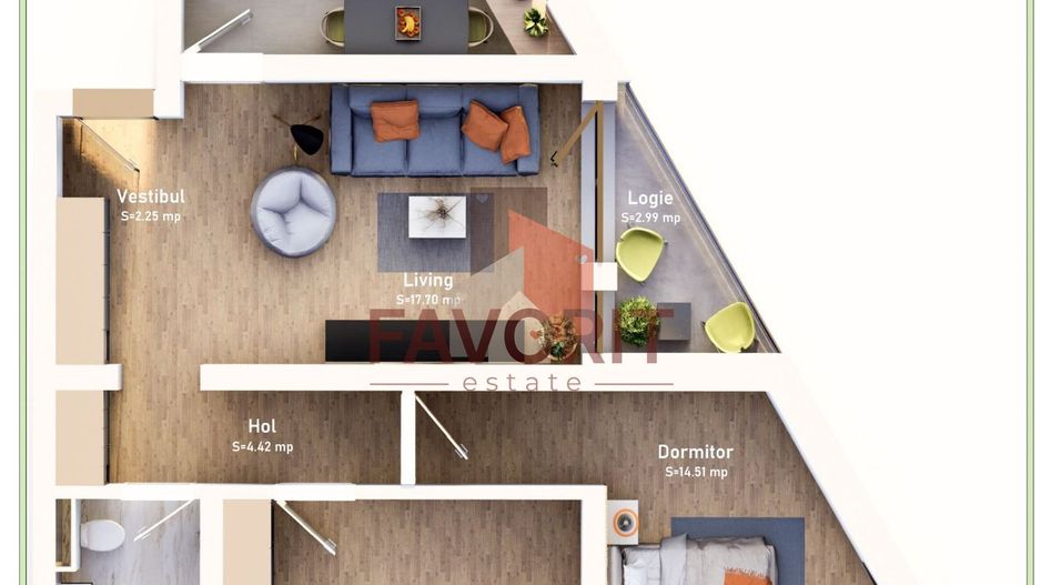 COMISION 0%.  Etaj 1 . Loc de parcare inclus. Bucatarie inchisa - Poză 7