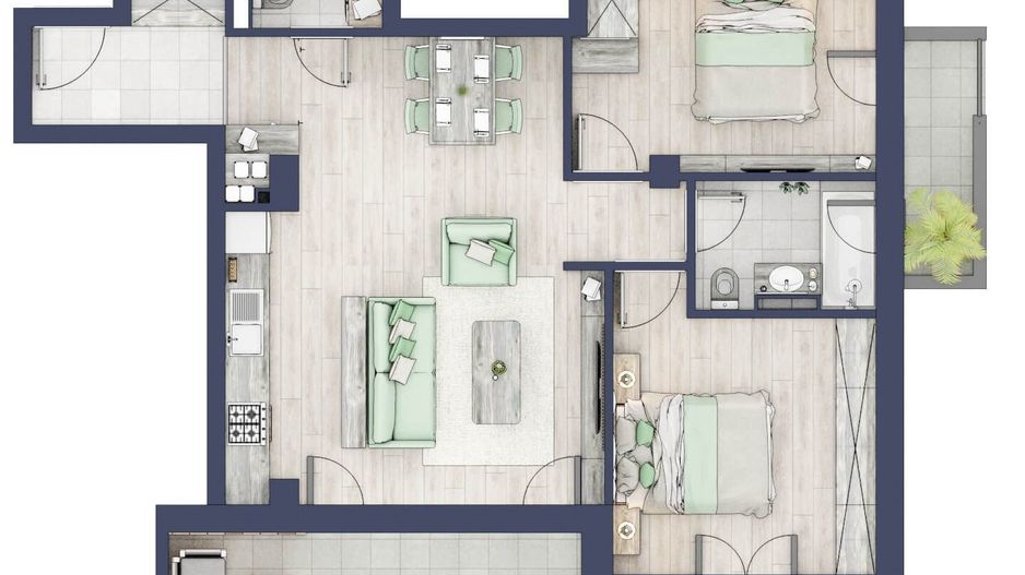 Apartament 3 camere, terasa si balcon - Sibiu - Schiță 14