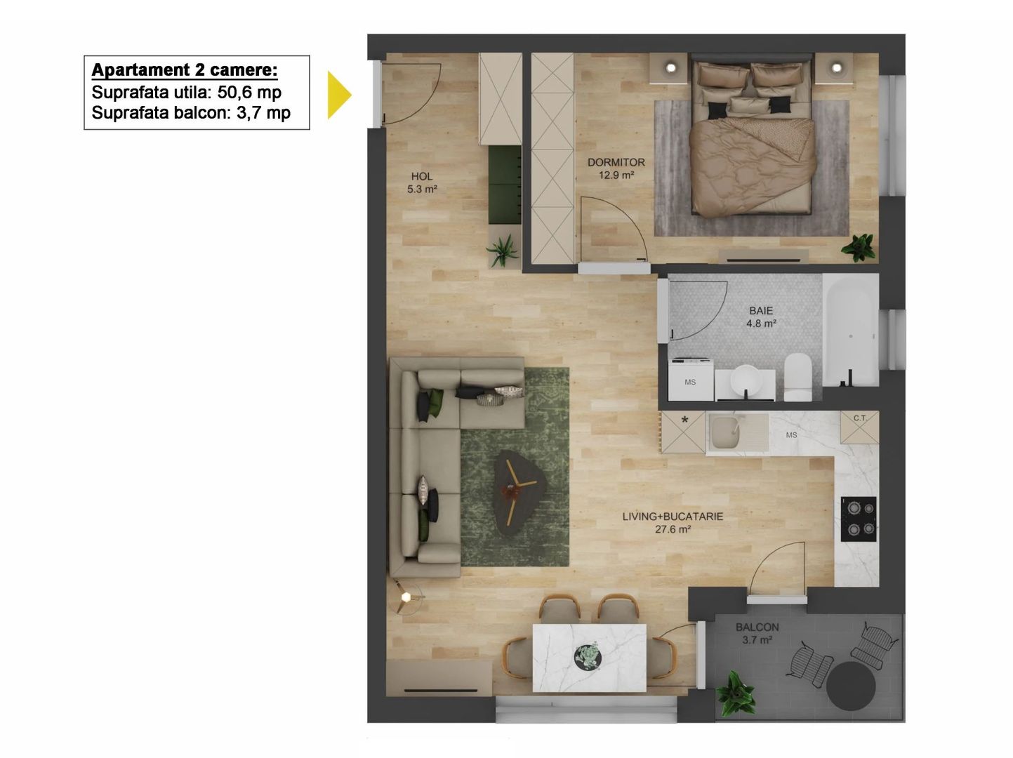 Apartament 2 camere – Șelimbăr - Poză 1