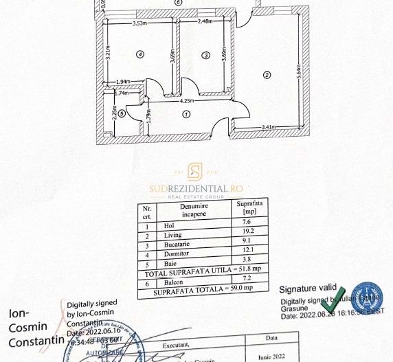 Apartament 2 camere, decomandat, metrou Berceni, Comision 0% - Schiță 12