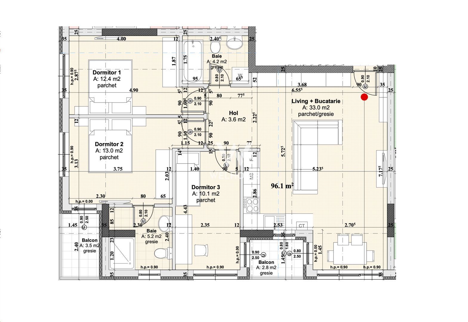 Apartament Sibiu - 3 dormitoare, 2 bai - Poză 6