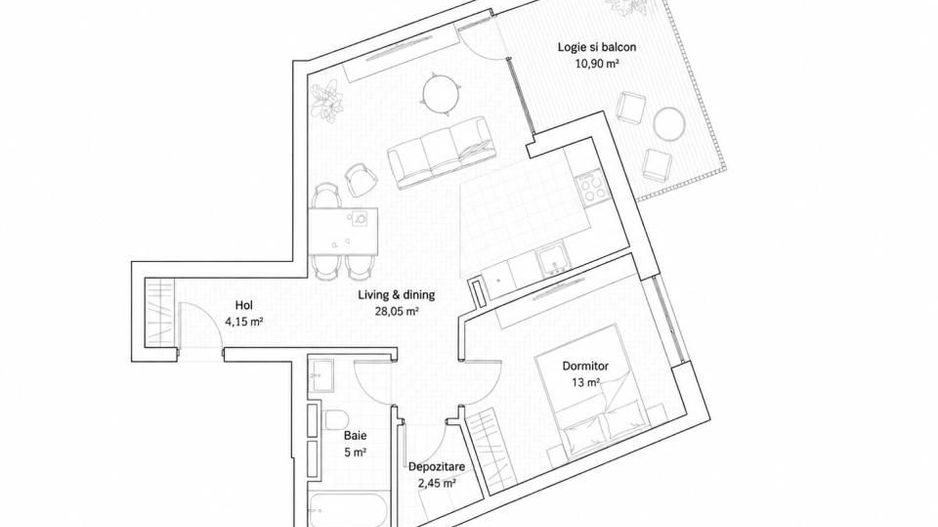Apartament 2 camere, 52,65 mp + terasa 10,9 mp | Sunbelt Mehala | Comision 0 - Schiță 21