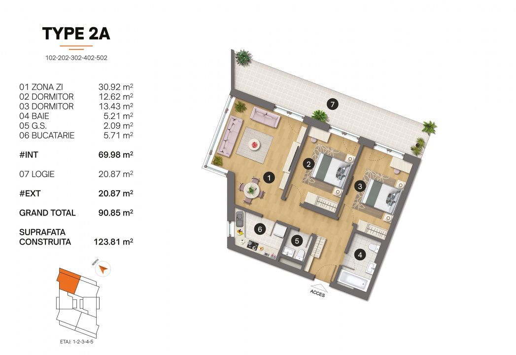 Tomis Plus - Celine Elegance - Vânzare apartament cu 3 camere, etaj 3. - Poză 3