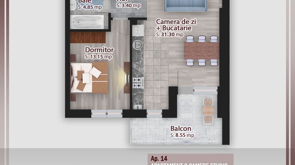 2 camere spatios -oferta lansare proiect Pallady - Schiță 7