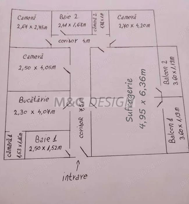 Apartament 4 camere Dambovita cu centrala - Schiță 10