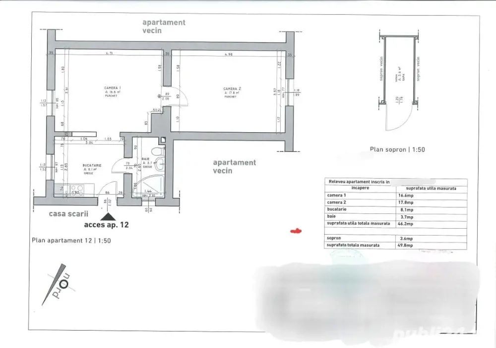 Odobescu | 2 Camere | Centrala termica | Mobilat si Utilat. - Schiță 9