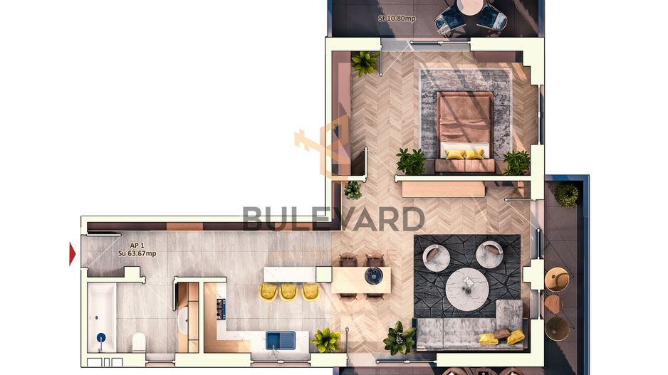 Apartament cu 2 camere+terasa de 12mp, zona Piata Marasti! - Poză 5