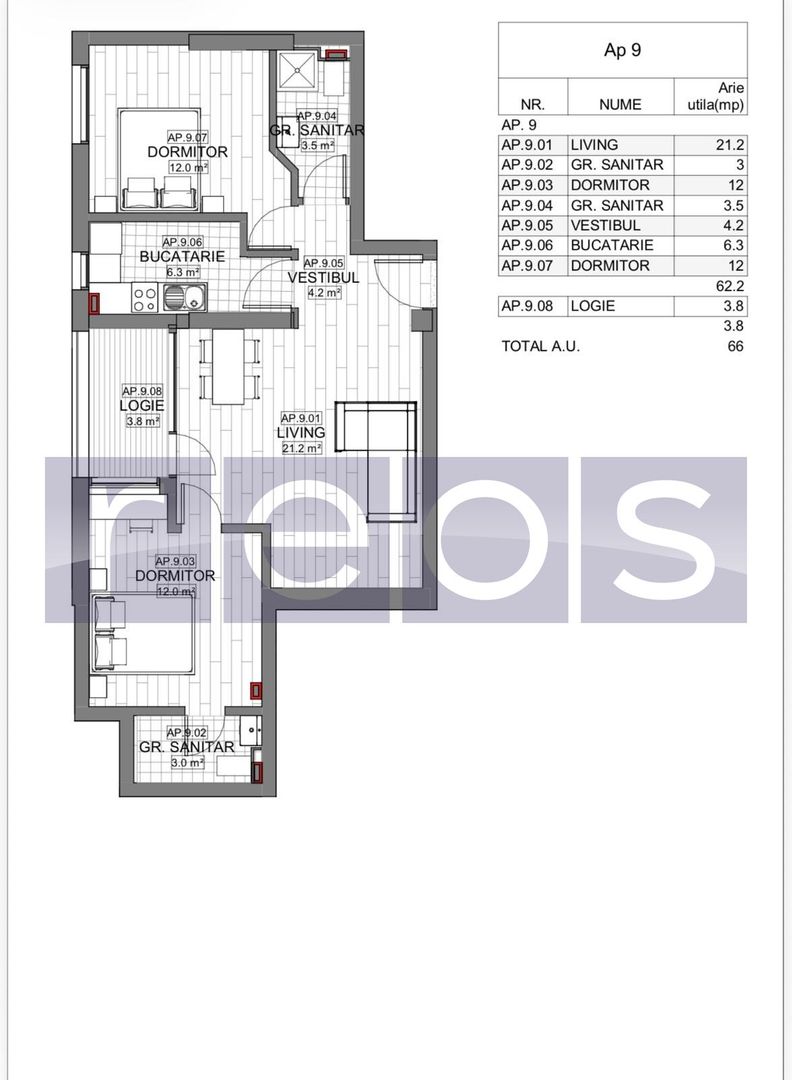 VANZARE APARTAMENT 3 CAMERE | LIZEANU | BLOC NOU | PARCARE | TERASA - Schiță 24