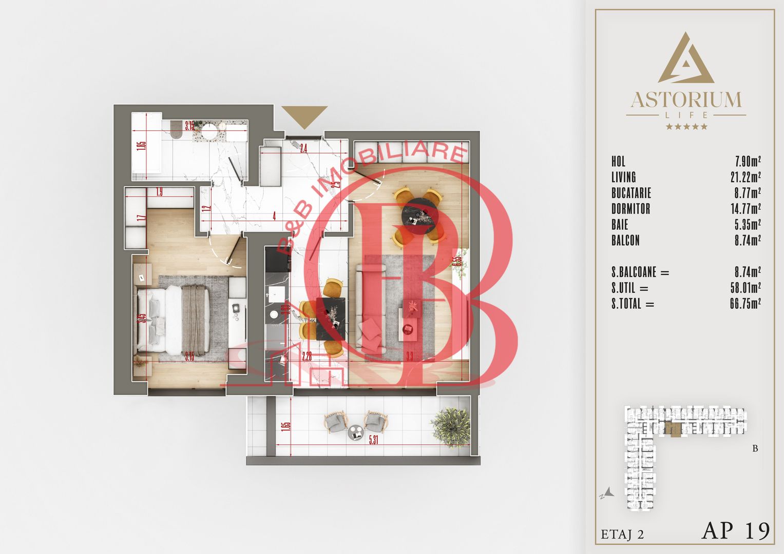 2 camere  proiect premium titan pallady - Schiță 5