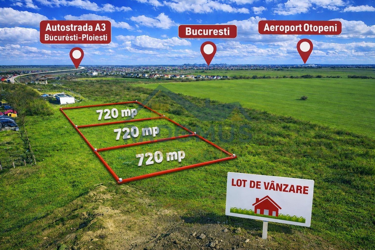 Loturi teren Intravilan –Balotești | 720 mp | Utilitati  I 60 €/MP - Poză 2