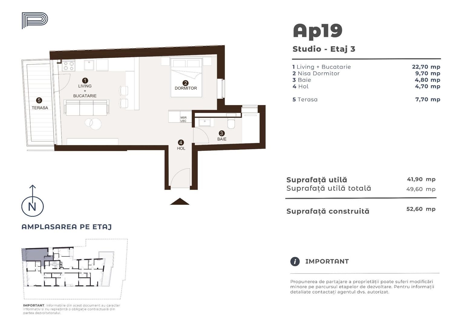 Studio | 41,9 mp utili | terasa de 7,7 mp | imobil nou | Timpuri Noi - Poză 19