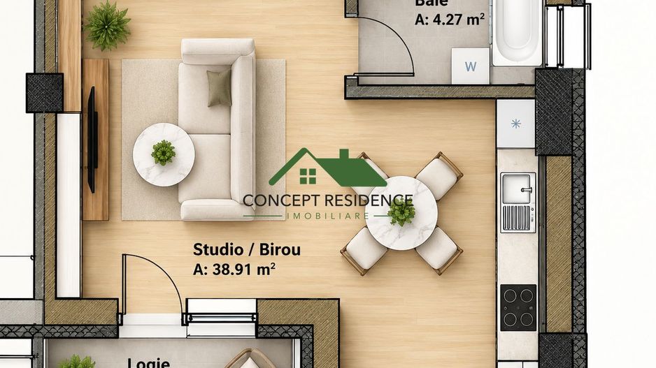 Studio / Birou | Revolution Hills – Str. Oltului | Comision 0% - Poză 1