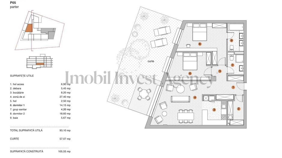 Apartament 3 camere de vanzare Pipera in bloc cu vedere la lac - Schiță 15
