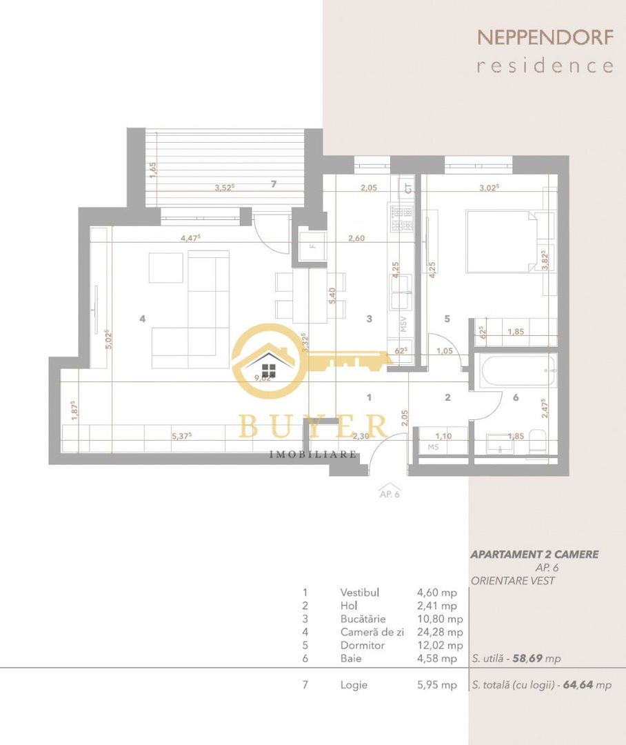 Apartament cu 2 cam si balcon- Finisat la ALB- Bloc premium - Poză 3