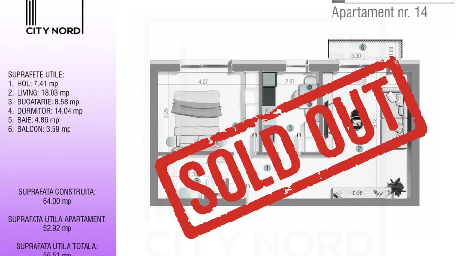 Apartament 2 Camere 53mpu cu 3.6 mp– CITY NORD Ștefan cel Mare - Poză 1