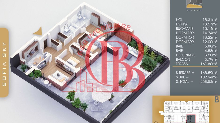 Theodor Pallady 4 camere cu terasa 162mp Mutare Rapida - Schiță 2