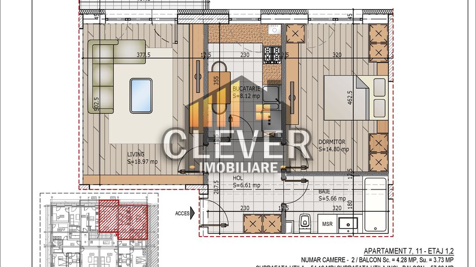 Apartament 2 camere Theodor Pallady Metrou Nicolae Teclu - Schiță 6