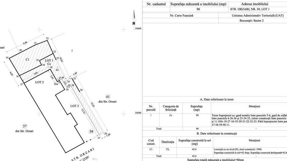 Constructie Ruina 42 mp pe strada Orzari colt Agricultori teren 90mp - Poză 2