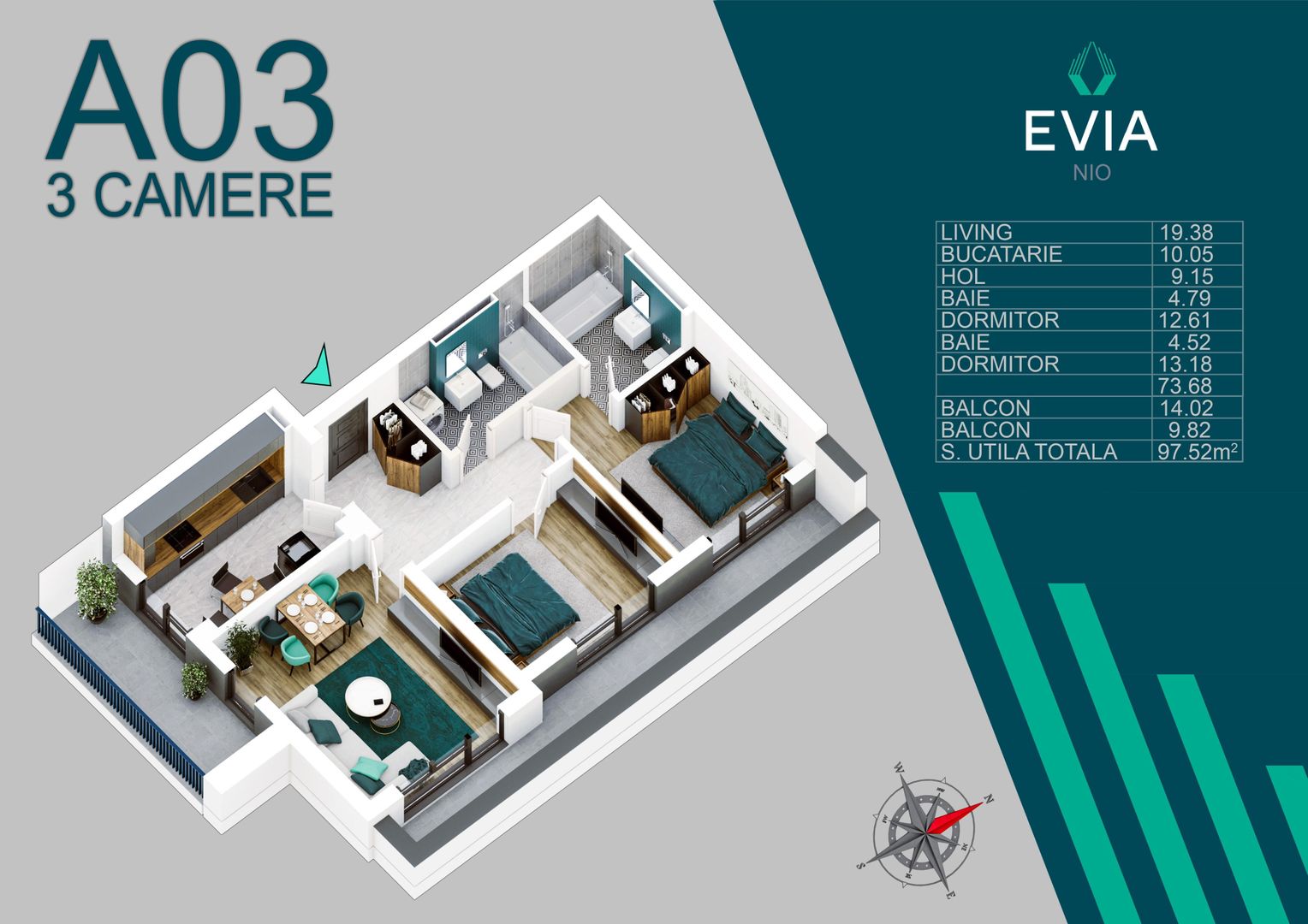 AP. 3CAM. IN BLOC PREMIUM FINALIZAT-SCOALA BRAUNER. PROIECT EVIA! - Poză 1