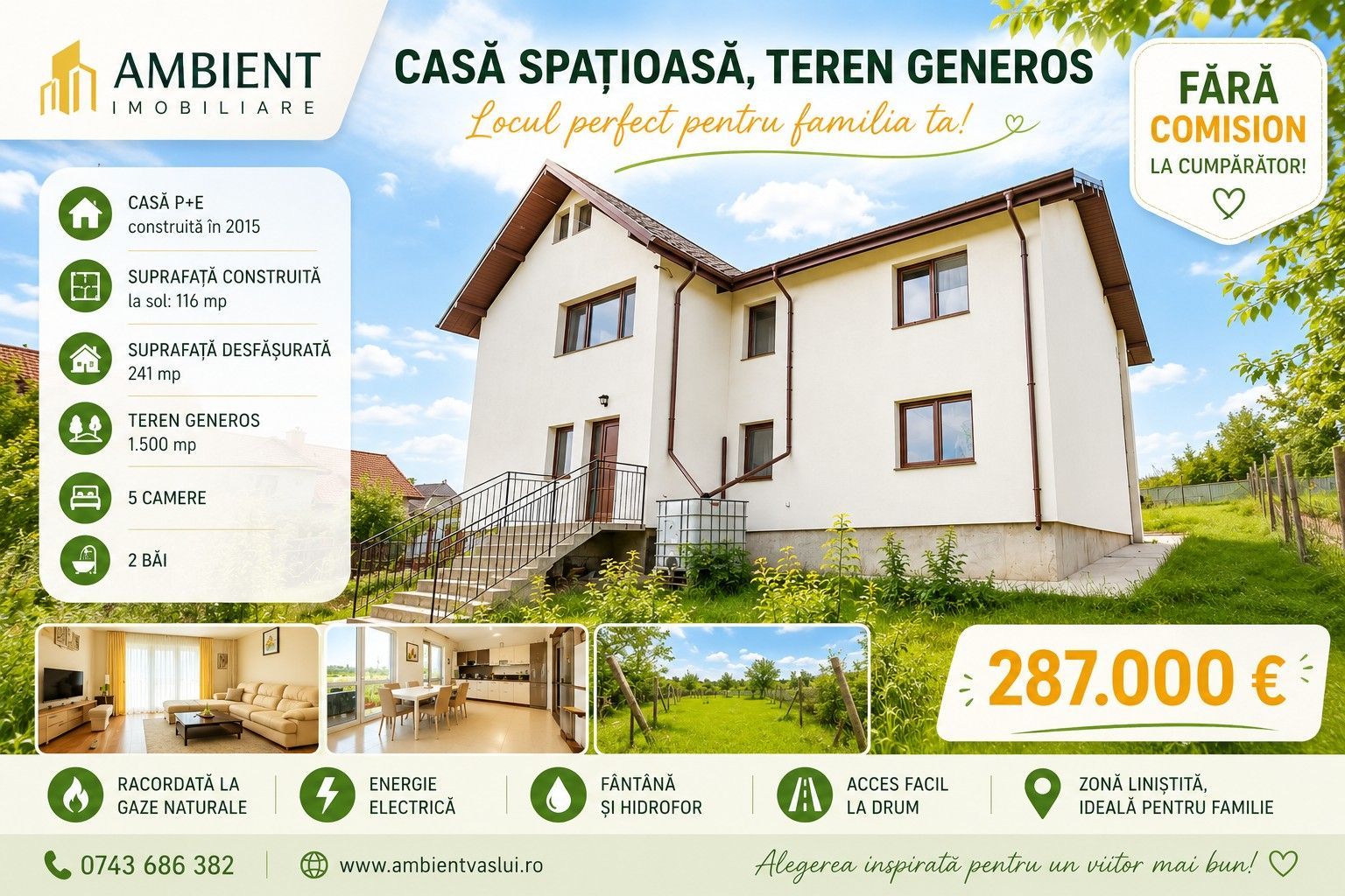 VILĂ individuală P+1E,  teren 1.500 mp, VASLUI zona Castanilor; - Poză 1