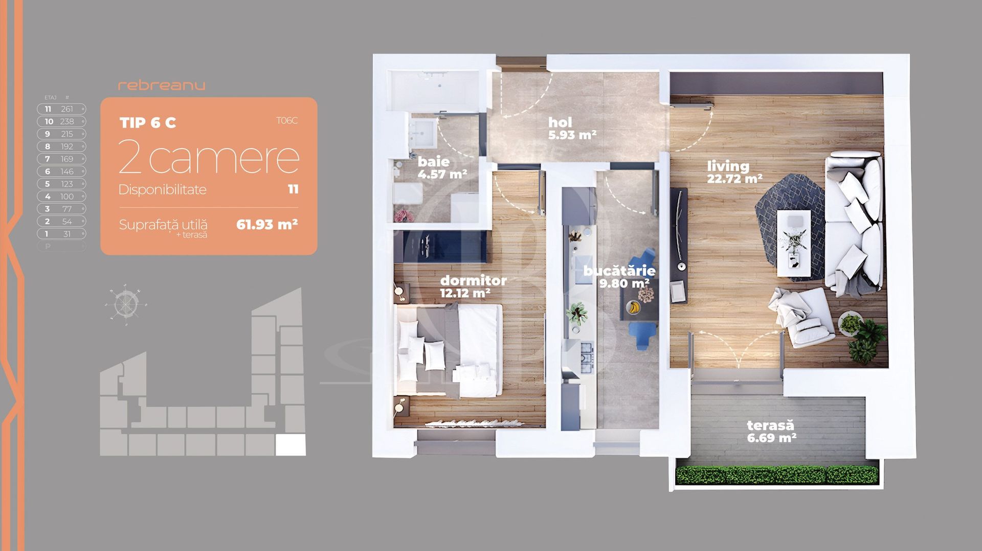 Apartament 2 camere Auchan Titan-Liviu Rebreanu-Sector 3 - Schiță 14