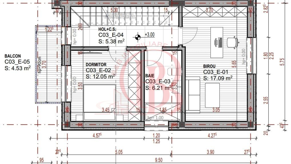 Vilă Triplex 4 Cam Arhitectură Modernă- Grădină Individuală -Panouri solare - Schiță 10