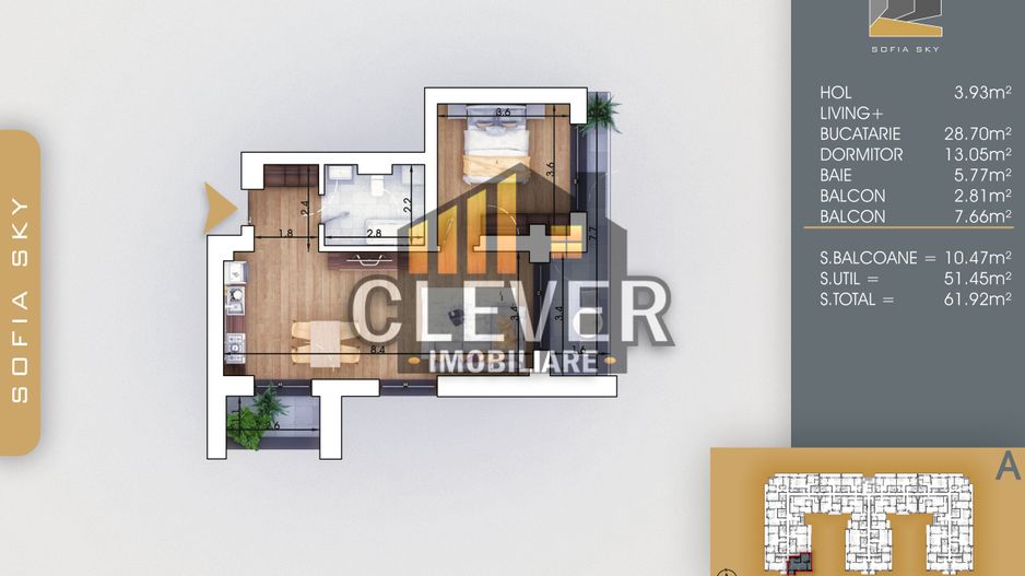 Apartament 2 camere, vedere panoramică, 700 m Metrou Teclu - Poză 2