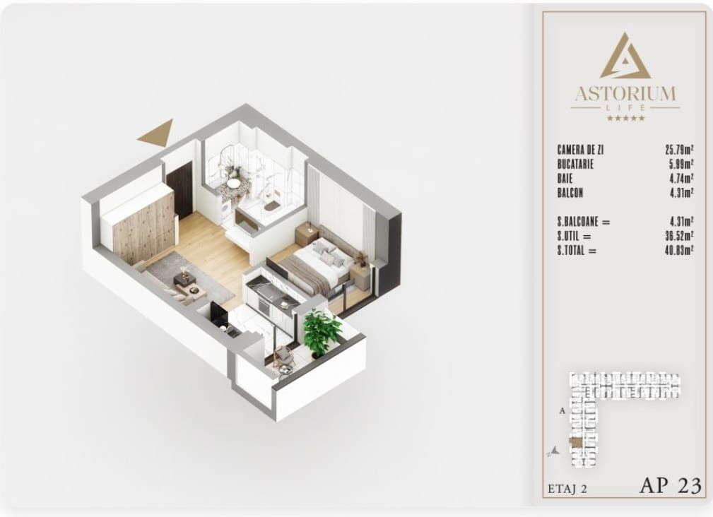 GARSONIERA DUBLA IN BLOC PREMIUM. INVESTITIE / ASTORIUM LIFE! - Poză 3