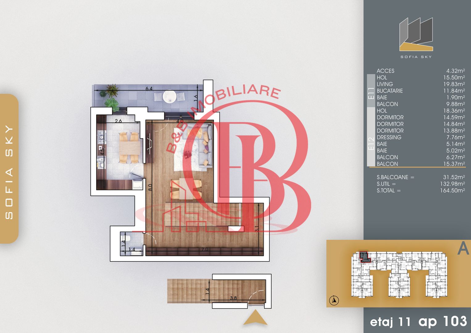 4 Camere modern-Scara interioara-Titan-Pallady-7min metrou - Schiță 2