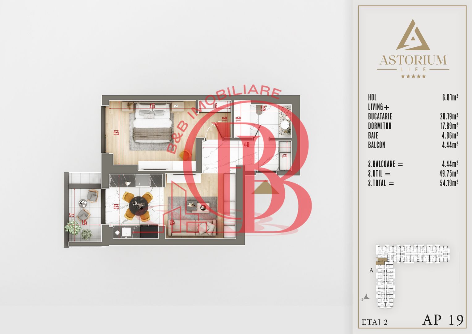 2 camere finalizat proiect premium Titan Pallady - Schiță 6