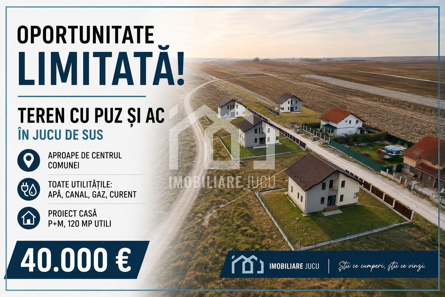 Teren cu PUZ aprobat și proiect de casă P+M – 400 mp - Jucu de Sus - Poză 1