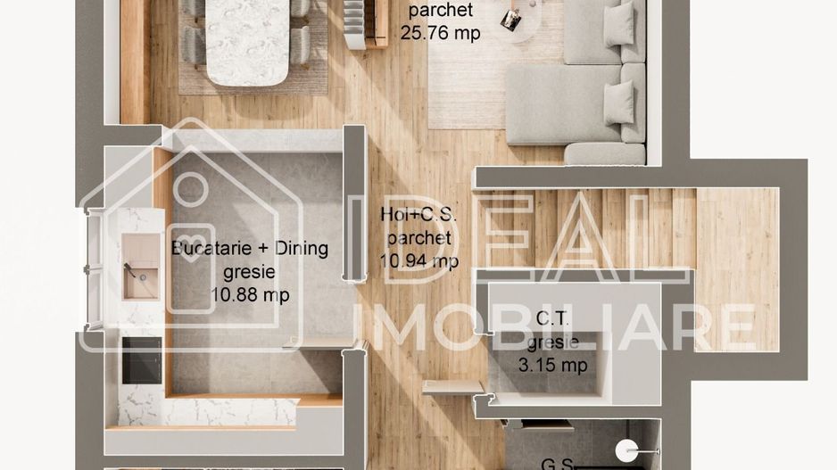 Casă individuală P + M – Șura Mare | 120 mp utili | 5 camere | Curte 262 mp - Poză 6