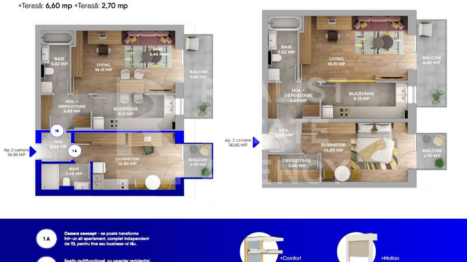 Apartament cu 2 camere de vânzare - Schiță 2