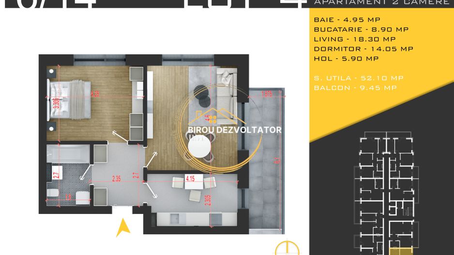 Decomandat Luminos 15 minute de metrou Teclu IKEA Titan Pallady Modern - Schiță 4