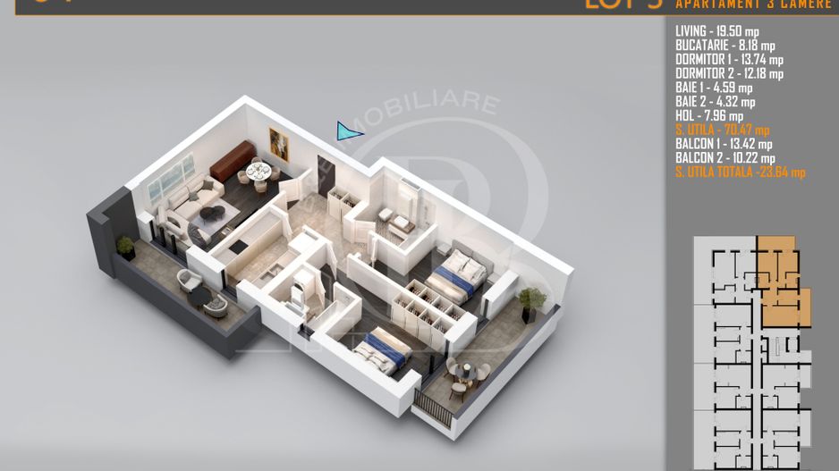 Apartament 3 camere Titan Th. Pallady-Sector 3-Metrou Teclu - Schiță 1