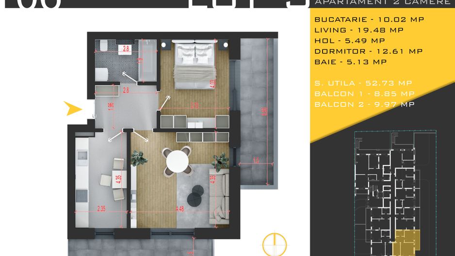 2 camere decomandat Titan Pallady  Metrou Nicolae Teclu - Schiță 10