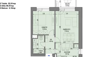 VANZARE 2 CAMERE | NUSCO FAZA 2 | 47MP | TERASA | NEMOBILAT | NOU - Schiță 17