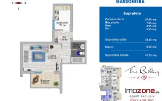 MILITARI - METROU PACII - GARSONIERA DECOMANDATA,  47MP UTILI, FINISATA LA CHEIE - Schiță 6