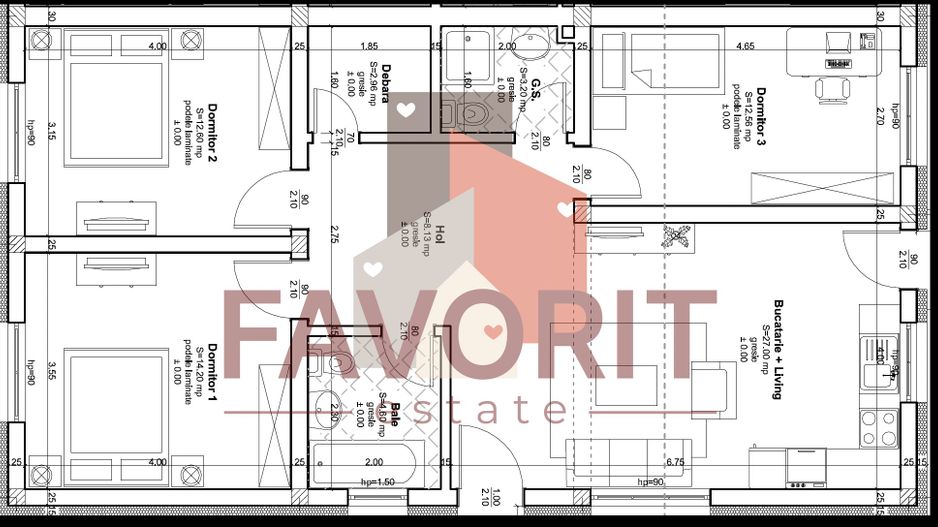 Duplex pe parter finisat la cheie. Zona Torontalului -Metro 2 . CF de Timisoara - Schiță 11