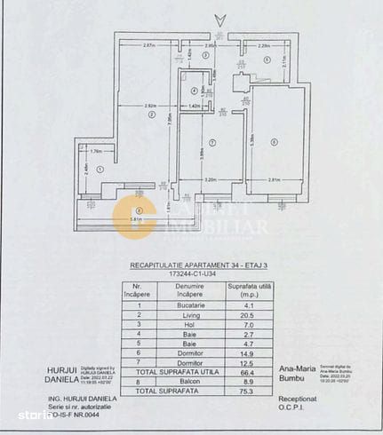 3 camere - Copou - 77mp - decomandat - etaj intermediar - INTABULAT - Poză 2