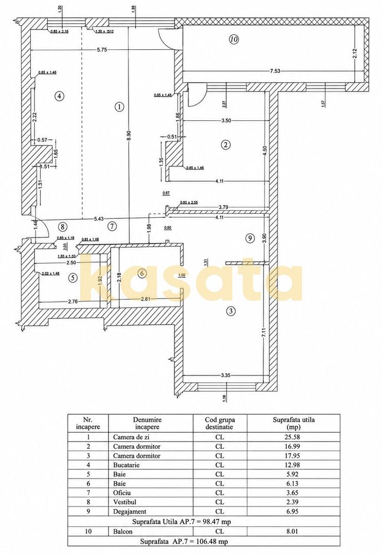 Apartament 3 camere | 106 mp | City Center Residence – Parcul Carol | - Schiță 21