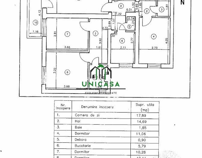 Apartament 4 camere, decomandat/Etaj 4/4 ,Zona Nord - Poză 12