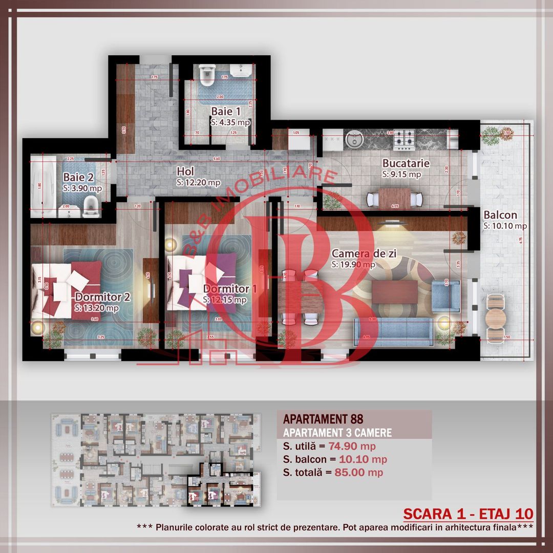 Apartament 3 camere compact  Titan Pallady Metrou Nicolae Teclu - Schiță 2