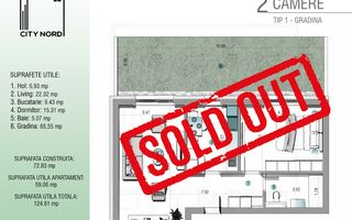 Apartament 2 camere cu gradina- 124,65 mp utili -CITY NORD 1 Decembrie - Poză 1