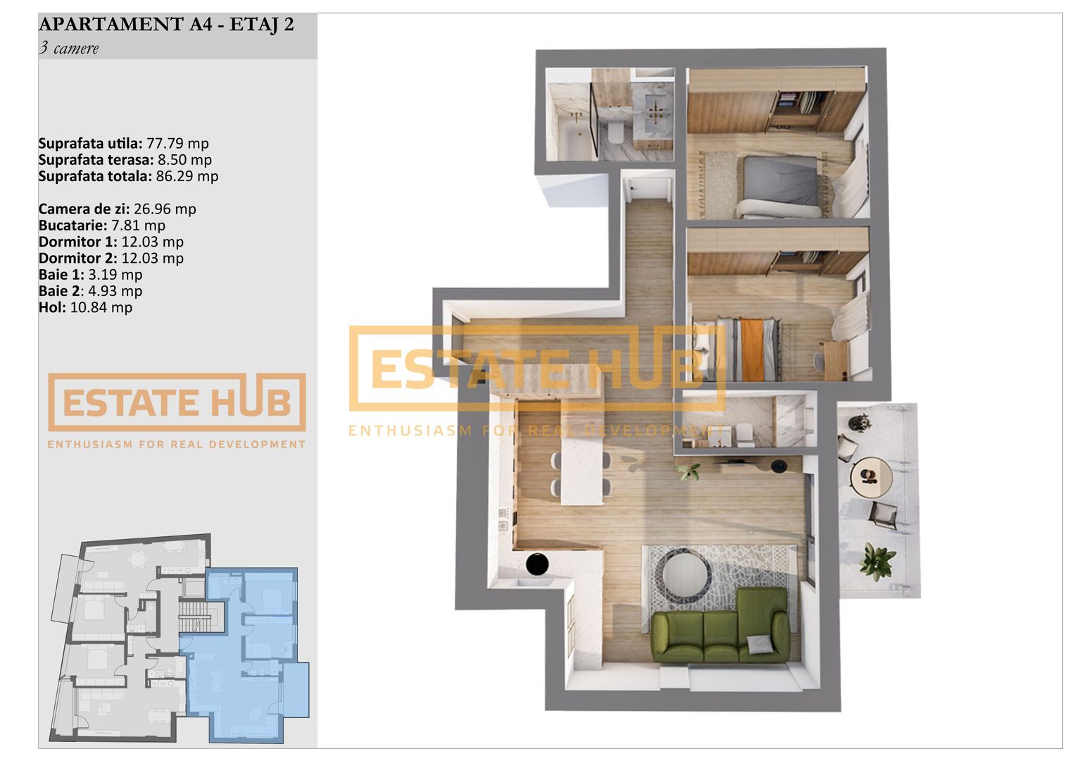 Apartamente premium 3 camere | Standarde NZEB | Zona centrala - Poză 3