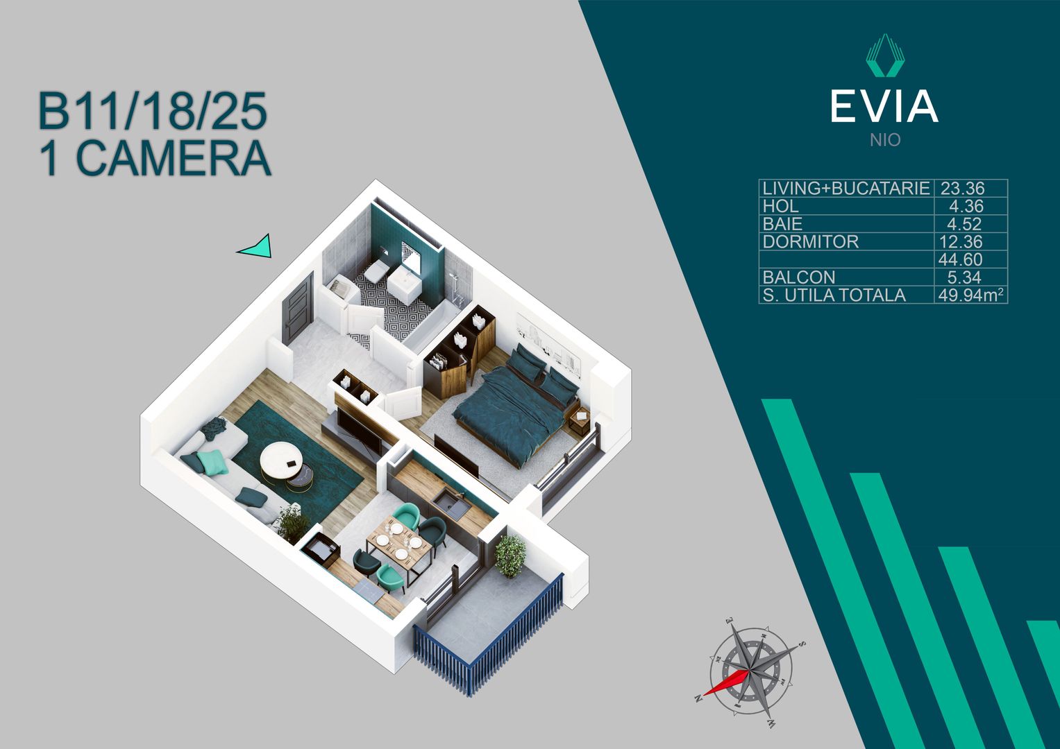 2 camere ideal investitie proiect premium -Titan -Pallady - Schiță 5