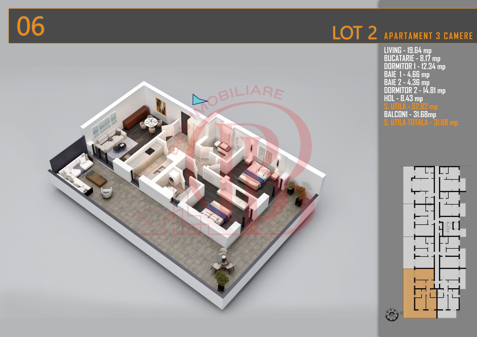 Apartament 3 camere cu Terasa Titan Th. Pallady-Sector 3 - Schiță 1