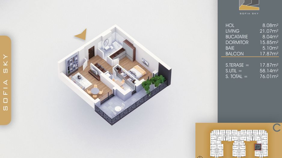 2 camere spatios Titan Pallady  7 min Metrou Nicolae Teclu - Schiță 1