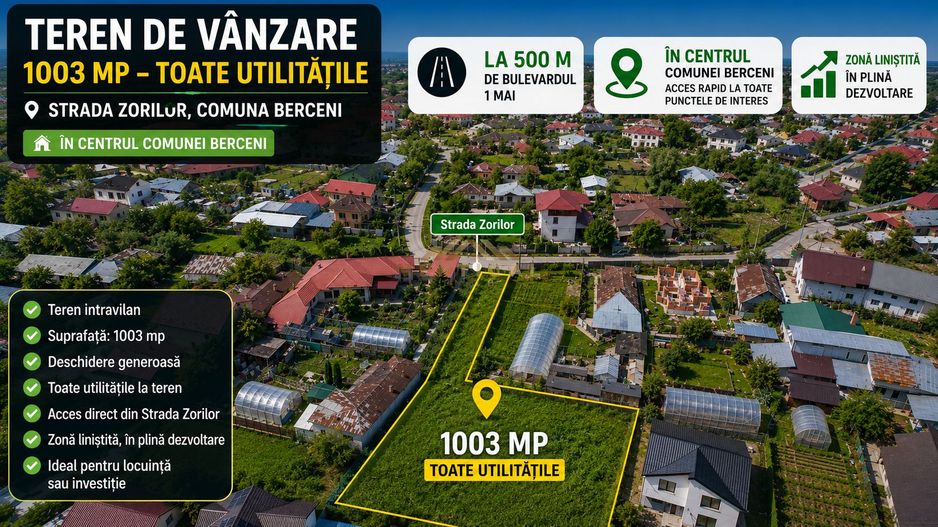teren 1003 mp, oportunitate de constructie, Berceni - Poză 1