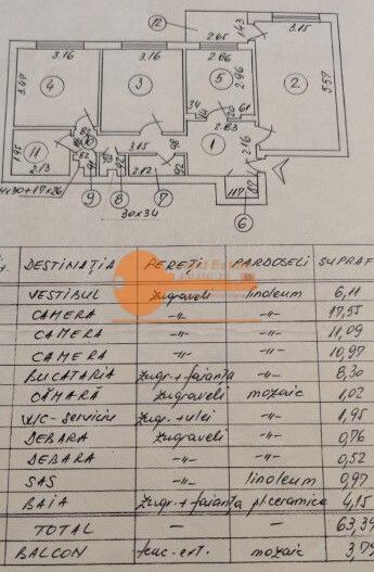 Apartament 3 camere – 67 mp, Etaj 6 / 8 – Rahova - Schiță 10